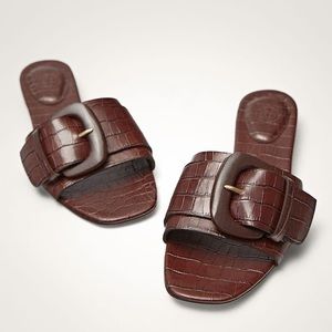 massimo dutti crocodile leather sandals